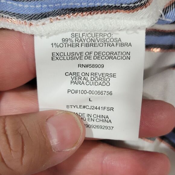 Copper key 2 piece shorts And Blouse Set Striped Sz Large NWT - Picture 2 of 11